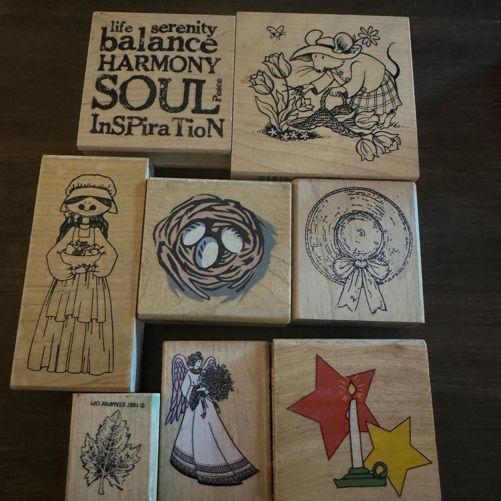 Wooden Rubber stamp lot